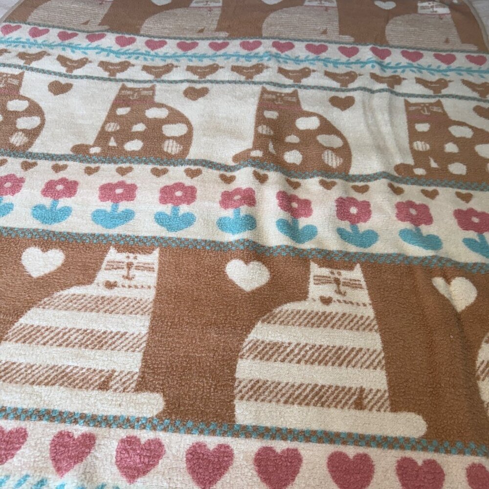 VTG VUTEKS 1987 Pat Meyers Blanket Throw Yugoslavia Virgin Acrylic Pile 60"x80"